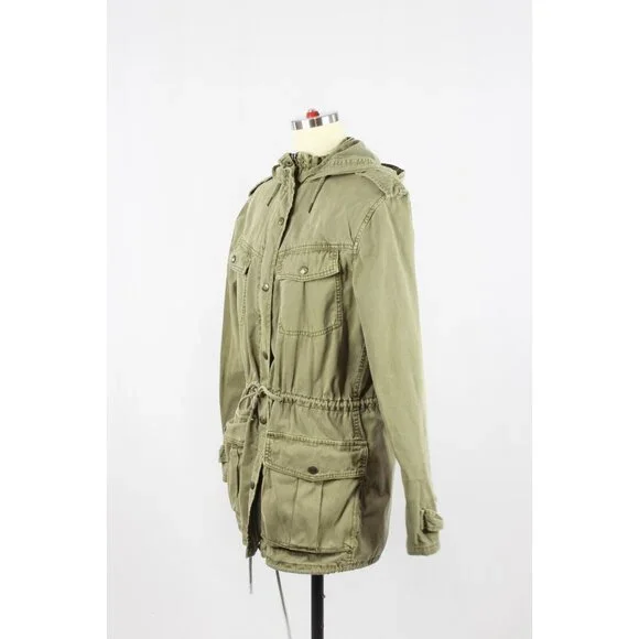 Aritzia TALULA Trooper Green Cotton Twill Hooded Utility Field Jacket, Size S - Picture 5 of 16